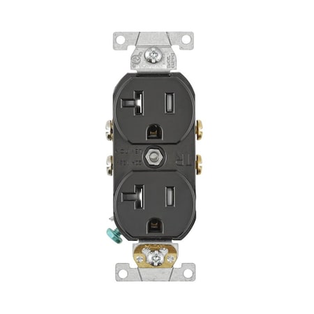 Leviton Straight Blade Receptacle, 5-20R, 20 A, 125V AC, 2 Pole, 3 Wire, Flush Mount, Self-Grounded TBR20-00E
